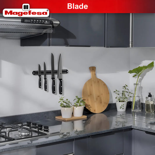 Juego De 4 Cuchillos Magefesa Blade + Soporte Magnético Color Negro