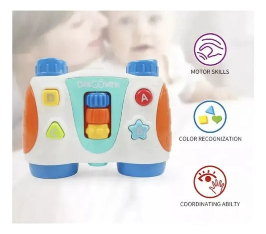 Juguete Binoculares Niños Sonido Luces Botones Interactivo Blanco